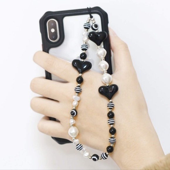 Beaded Love Phone Charm Lanyard Wrist Strap - Picture 1 of 10